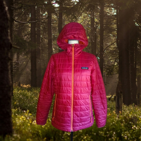 Patagonia Jackets & Blazers - Patagonia Nano Puff Pink & Orange XS Hooded Outdoor Jacket